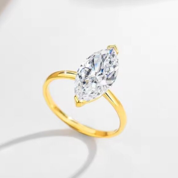 Marquise Ring, Moissanite Diamond Ring, Women's Gold Ring, Women's Jewelry, Gift - Picture 1 of 5